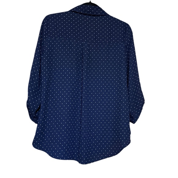 BCX navy with white polka dot button up - Picture 2 of 3